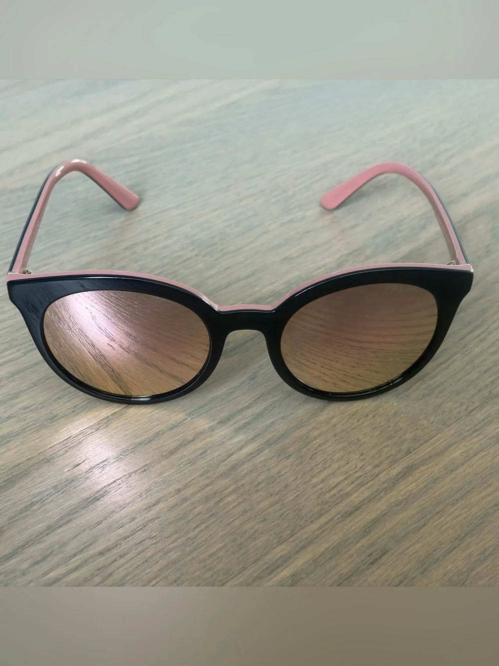 Prada Round Sunglasses - Black Frame with Pink Lenses